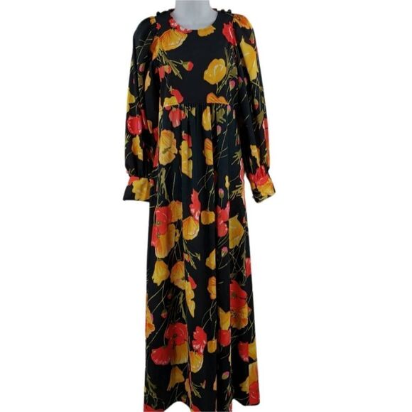 Lovely Vintage 1970s Long-Sleeved Floral Dress | Handmade - Picture 1 of 4